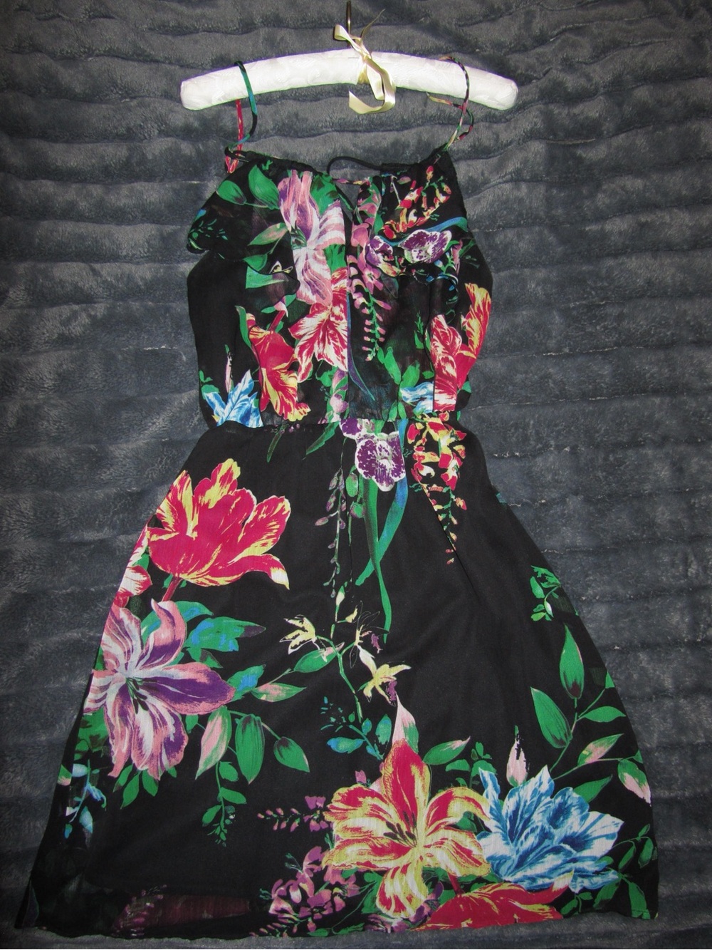 Black Floral Spaghetti-Strap Summer Dress